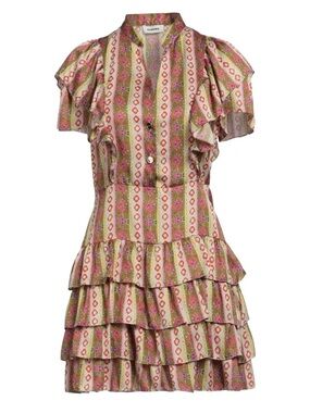 Sandro Simonna Stripe Ruffle Tiered Dress Size 36
